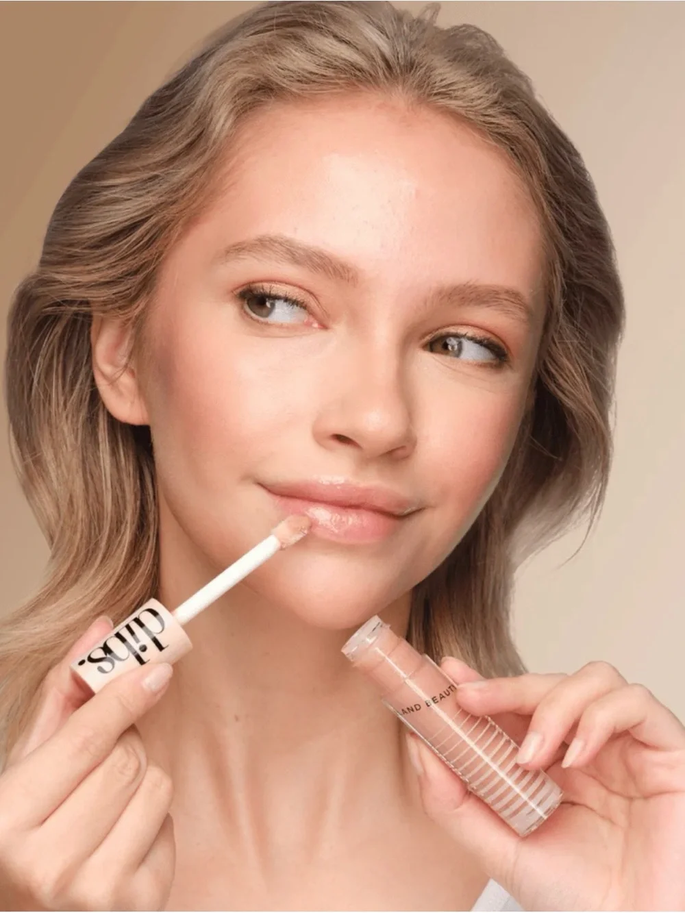 Dibs Go To Glossy Balm Kiss Me Quick- Peachy Nude Shimmer